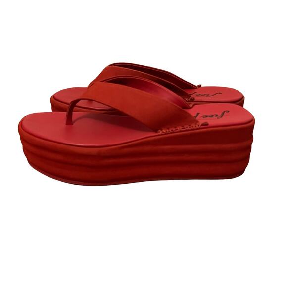 Free People Haven Thong Platform Sandal Flame Red Women's Size 8 NEW - Picture 4 of 13